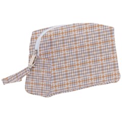 Portuguese Vibes - Brown and white geometric plaids Wristlet Pouch Bag (Large)