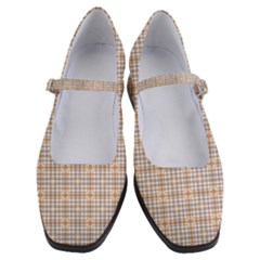 Portuguese Vibes - Brown and white geometric plaids Women s Mary Jane Shoes