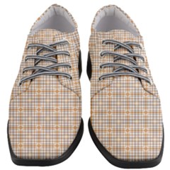 Portuguese Vibes - Brown and white geometric plaids Women Heeled Oxford Shoes
