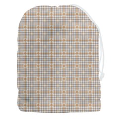 Portuguese Vibes - Brown And White Geometric Plaids Drawstring Pouch (3xl) by ConteMonfrey