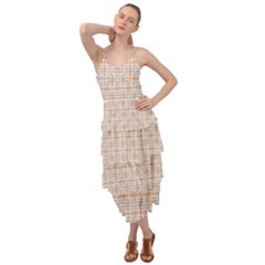 Portuguese Vibes - Brown and white geometric plaids Layered Bottom Dress