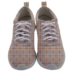 Portuguese Vibes - Brown and white geometric plaids Mens Athletic Shoes