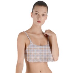 Portuguese Vibes - Brown and white geometric plaids Layered Top Bikini Top 