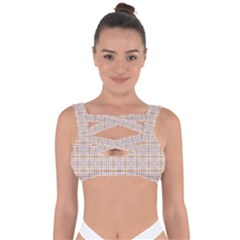 Portuguese Vibes - Brown and white geometric plaids Bandaged Up Bikini Top