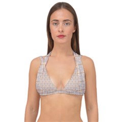 Portuguese Vibes - Brown and white geometric plaids Double Strap Halter Bikini Top