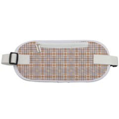 Portuguese Vibes - Brown and white geometric plaids Rounded Waist Pouch