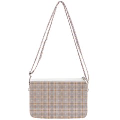 Portuguese Vibes - Brown and white geometric plaids Double Gusset Crossbody Bag