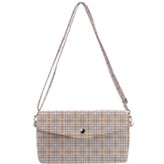 Portuguese Vibes - Brown and white geometric plaids Removable Strap Clutch Bag