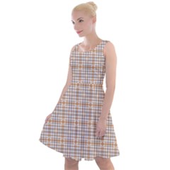Portuguese Vibes - Brown and white geometric plaids Knee Length Skater Dress