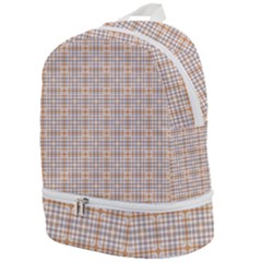 Portuguese Vibes - Brown and white geometric plaids Zip Bottom Backpack