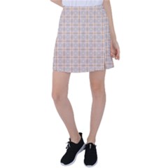Portuguese Vibes - Brown And White Geometric Plaids Tennis Skirt