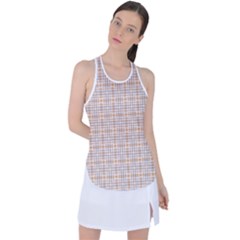 Portuguese Vibes - Brown and white geometric plaids Racer Back Mesh Tank Top