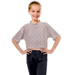 Portuguese Vibes - Brown and white geometric plaids Kids Mock Neck Tee