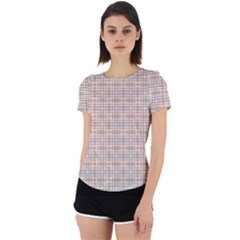 Portuguese Vibes - Brown and white geometric plaids Back Cut Out Sport Tee