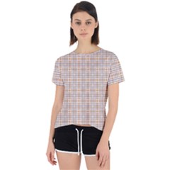 Portuguese Vibes - Brown and white geometric plaids Open Back Sport Tee