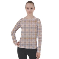 Portuguese Vibes - Brown and white geometric plaids Women s Pique Long Sleeve Tee