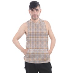 Portuguese Vibes - Brown and white geometric plaids Men s Sleeveless Hoodie