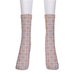 Portuguese Vibes - Brown And White Geometric Plaids Crew Socks by ConteMonfrey