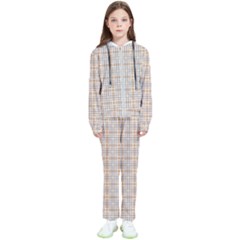 Portuguese Vibes - Brown and white geometric plaids Kids  Tracksuit
