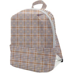 Portuguese Vibes - Brown and white geometric plaids Zip Up Backpack