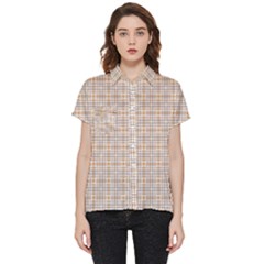 Portuguese Vibes - Brown and white geometric plaids Short Sleeve Pocket Shirt