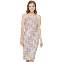 Portuguese Vibes - Brown and white geometric plaids Bodycon Cross Back Summer Dress