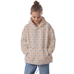 Portuguese Vibes - Brown and white geometric plaids Kids  Oversized Hoodie