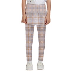 Portuguese Vibes - Brown and white geometric plaids Kids  Skirted Pants