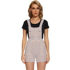 Portuguese Vibes - Brown and white geometric plaids Short Overalls