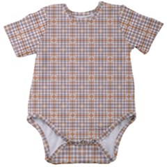 Portuguese Vibes - Brown and white geometric plaids Baby Short Sleeve Onesie Bodysuit