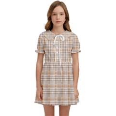 Portuguese Vibes - Brown and white geometric plaids Kids  Sweet Collar Dress