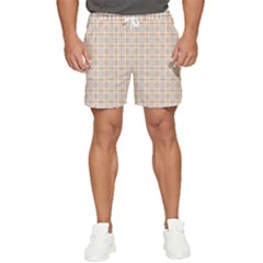 Portuguese Vibes - Brown and white geometric plaids Men s Runner Shorts