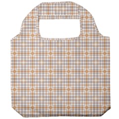 Portuguese Vibes - Brown and white geometric plaids Foldable Grocery Recycle Bag