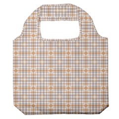 Portuguese Vibes - Brown and white geometric plaids Premium Foldable Grocery Recycle Bag