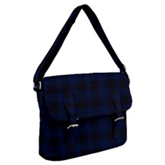 Black And Dark Blue Plaids Buckle Messenger Bag by ConteMonfrey