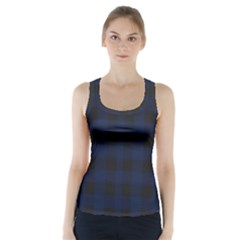 Black And Dark Blue Plaids Racer Back Sports Top by ConteMonfrey