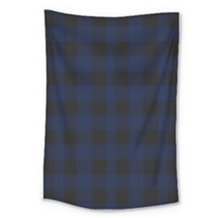 Black And Dark Blue Plaids Large Tapestry by ConteMonfrey