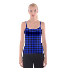 Black And Bic Blue Plaids Spaghetti Strap Top by ConteMonfrey