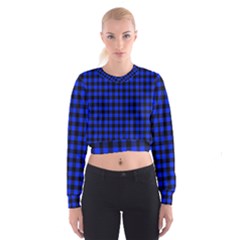 Black And Bic Blue Plaids Cropped Sweatshirt by ConteMonfrey