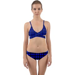 Black And Bic Blue Plaids Wrap Around Bikini Set by ConteMonfrey