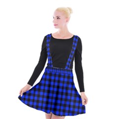 Black And Bic Blue Plaids Suspender Skater Skirt by ConteMonfrey