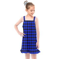 Black And Bic Blue Plaids Kids  Overall Dress by ConteMonfrey