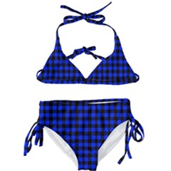 Black And Bic Blue Plaids Kids  Classic Bikini Set by ConteMonfrey