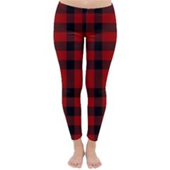 Red And Black Plaids Classic Winter Leggings by ConteMonfrey
