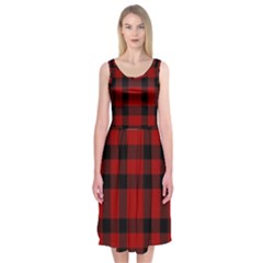 Red And Black Plaids Midi Sleeveless Dress by ConteMonfrey