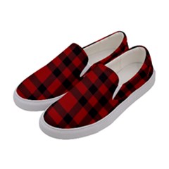 Red And Black Plaids Women s Canvas Slip Ons by ConteMonfrey