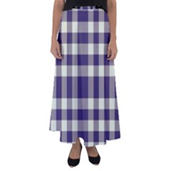 Dark Blue Plaid Flared Maxi Skirt by ConteMonfrey