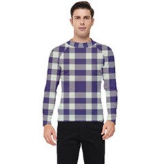 Dark Blue Plaid Men s Long Sleeve Rash Guard by ConteMonfrey