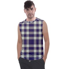 Dark Blue Plaid Men s Regular Tank Top by ConteMonfrey