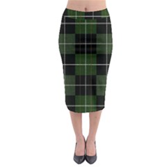 Modern Green Plaid Midi Pencil Skirt